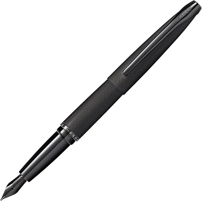 Cross ATX Brushed Black Stainless Steel Fine Nib Fountain Pen - Refillable Pen for Smooth Writing - Black Ink - Comfortable Grip - Long-Lasting - Professional Office Supplies