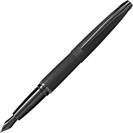 Cross ATX Brushed Black Stainless Steel Fine Nib Fountain Pen - Refillable Pen for Smooth Writing - Black Ink - Comfortable Grip - Long-Lasting - Professional Office Supplies