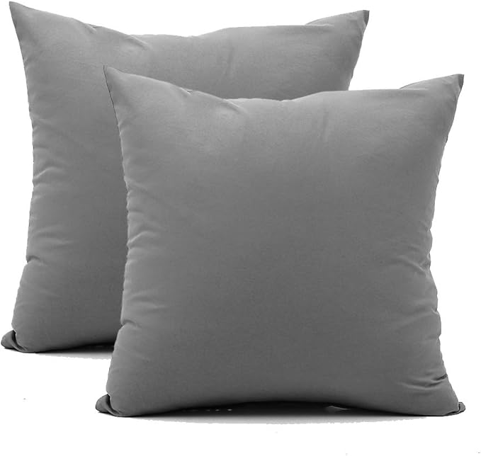 TAOSON 100% Cotton 300 Thread Count Envelope Style V Shaped/Tri/Boomerang Standard Pillow Case Cushion Cover Only Cover No Insert (White Floral & Dark Gray/Grey)