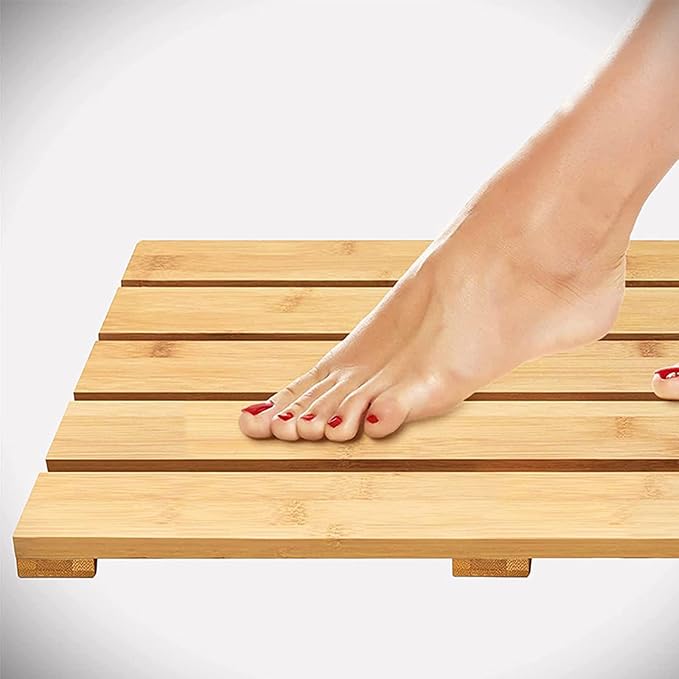 Bamboo Bath Mat,Natural Wooden Shower Mat,Natural Cypress Anti-Slip Bathroom Wood Floor Rug for Spa, Bath Tub, Kitchen Toilet, Sauna and Doorsteps Comes,Customizable,75x90cm/30x36in
