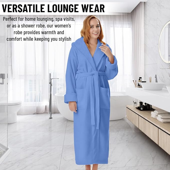 KAHAF COLLECTION Cotton Terry Robes for Women and Men, Terry Shawl Collar Bathrobe, ONE SIZE - UNISEX Men & Women Spa Robe