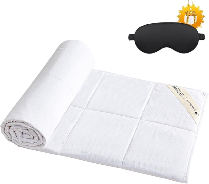 YOUR MOON Luxurious Lightweight Wool Comforter Twin Size, Lightweight Summer Natural Comforter/Duvet Insert, 100% Australian Wool Filled, Jacquard Rayon Derived from Bamboo Shell(White)