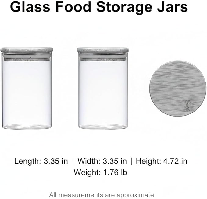 Borosilicate Glass Storage Jars with Bamboo Lids, Clear Kitchen Canisters for Pantry Organization of Dry Goods, Coffee, Tea, and Grains
