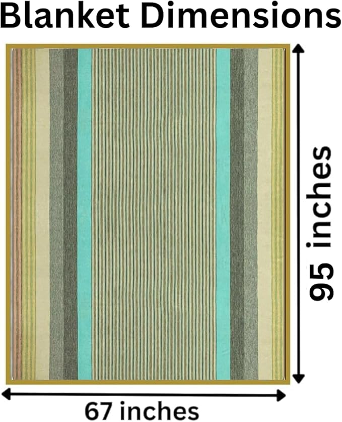 DAVLINA, Alpaca Wool Throw Blanket | Super Soft, Lightweight, Breathable and Hypoallergenic | Non-Itchy or Scratchy (Green Gray Varicolored, Striped)