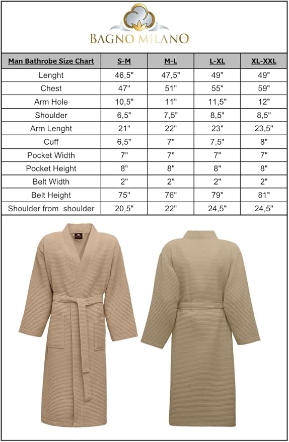 BAGNO MILANO Women's Robes, Waffle Robes For Women, Turkish Cotton Bathrobes For Women