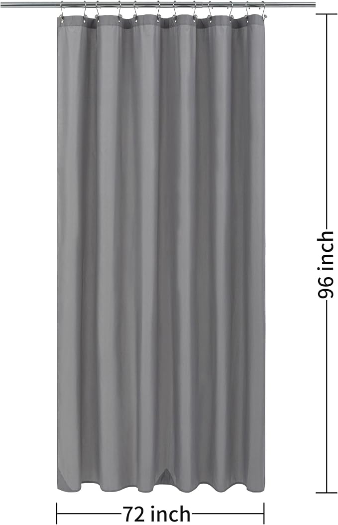 ALYVIA SPRING Extra Long Fabric Shower Curtain Liner Waterproof - 72" x 96", Soft & Lightweight X-Long Shower Curtain with 3 Magnets, Machine Washable - 72x96, Grey