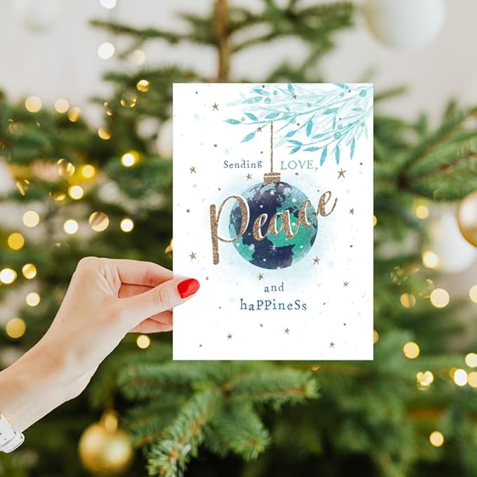 Tree-Free Greetings - Season's Greeting Cards - Artful Designs - 10 Cards + Matching Envelopes - Made in USA - 100% Recycled Paper - 5 x 7 - World Peace (AHB1314)
