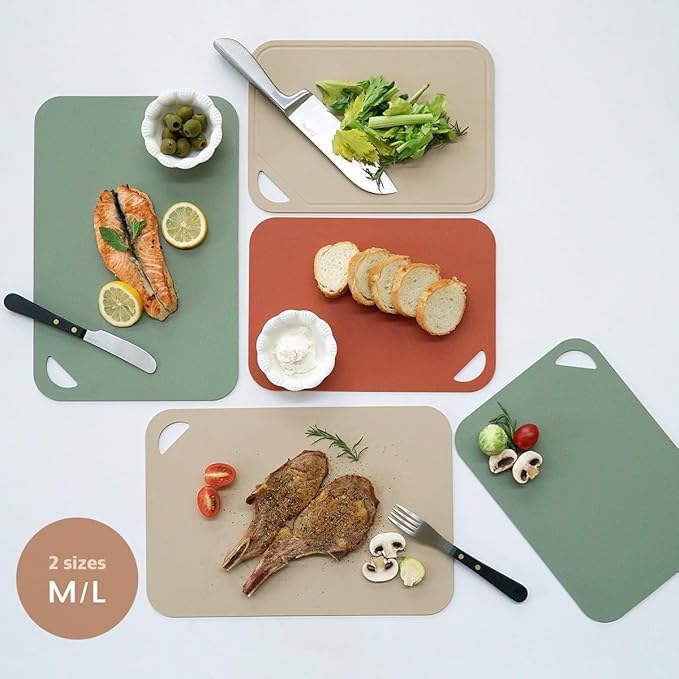 Flexible Cutting Board – Premium TPU Cutting Mat, Thick, Knife Friendly, Non-Slip, Dishwasher Safe Kitchen Prep Board, Made in Korea, Brick Large (1 Pack)