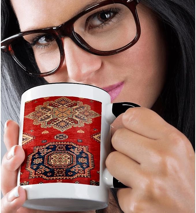 3dRose Natural Dyed Handmade Anatolian Carpet 11oz Two-Tone Black Mug