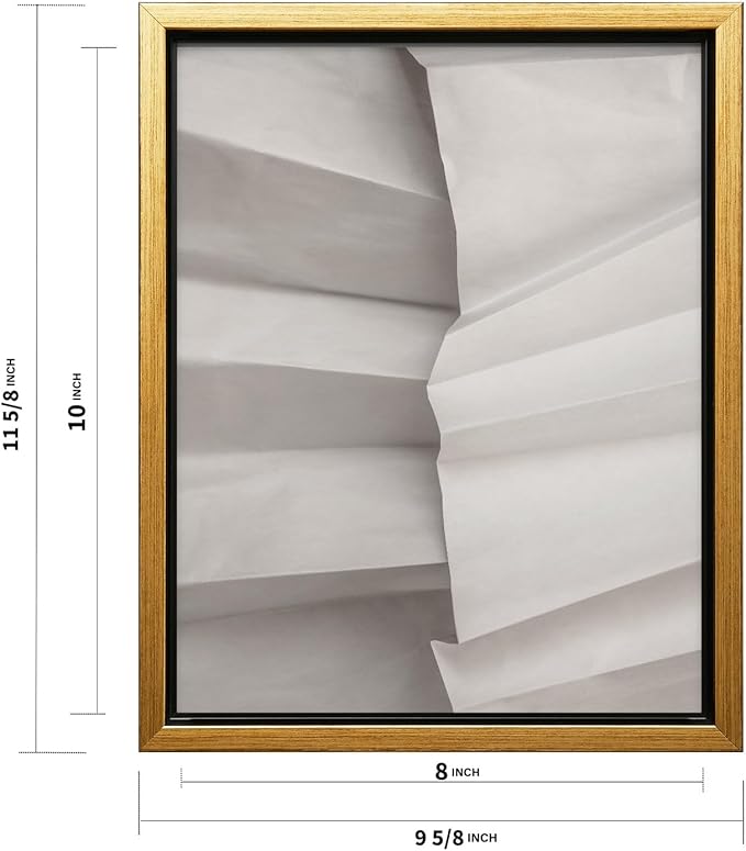 Monem Art Minimalist Folded Paper Texture Print - Neutral Abstract Modern Art Poster - Wall Decor for Living Room, Bedroom or Office - 8x10 Gold Framed CANVAS Wall Art by Mareike Bohmer