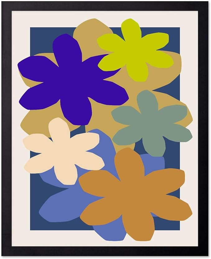 Monem Art Colorful Abstract Floral Shapes Print - Modern Minimalist Flower Art Poster - Wall Decor for Living Room, Bedroom or Office - 16x20 Unframed Wall Art by Rs Lab Studio