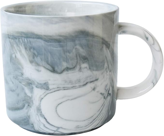 Marbling Ceramic Coffee Mug, Tea Cup for Office and Home, 13 Oz, Dishwasher and Microwave Safe (Gray, 1)