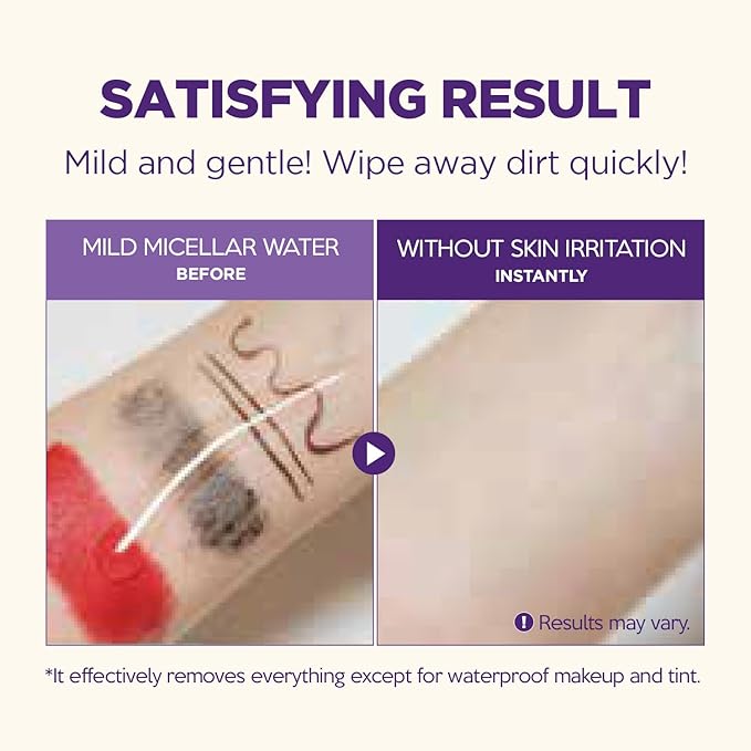 Freshfood For Skin Mild Greape Micellar Cleansing Water (10.1fl.oz, 300ml) - Micellar Cleansing Water for Face/Makeup Remover & Cleanser/Non-Irritating/Korean Skin Care