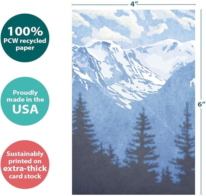 Tree-Free Greetings - All Occasion Cards - Artful Designs - 12 Greeting Cards + White Envelopes - Made in USA - 100% Recycled Paper - 4 x 6 - Rocky Mountain (FS56067)