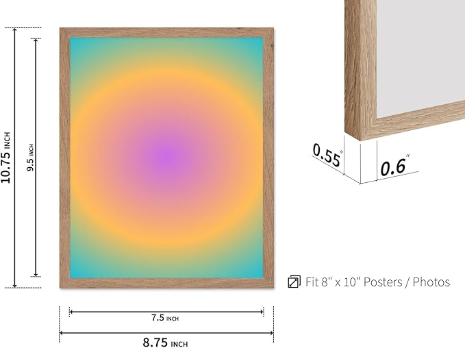 Monem Art Radiant Gradient Glow Print - Modern Abstract Color Field Poster - Wall Decor for Living Room, Bedroom or Office - 8x10 Beige Framed Wall Art by Rs Lab Studio