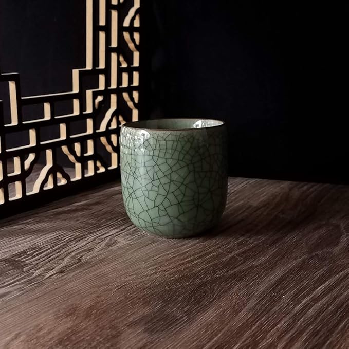 TeaCups 5oz Japanese Style Coffee Cup Porcelain Mugs Beer Handmade Celadon (1, Army Green01)