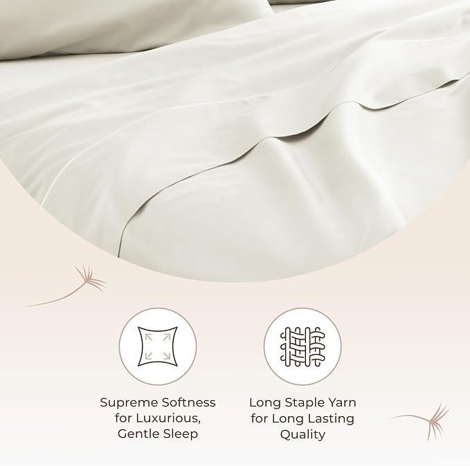 Certified Organic Twin XL Flat Sheet Only - 100% Organic Cotton Top Sheet with Luxurious Soft and Breathable 300 Thread Count Sateen Weave Finish - GOTS & Fairtrade Certified (Natural, Twin XL)