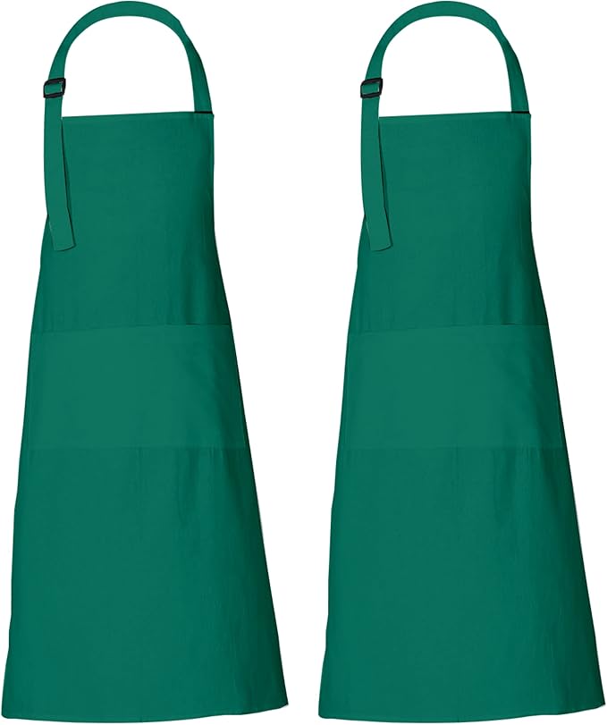 RAJRANG 100% Cotton Cooking Apron with 3 Pockets Kitchen Chef BBQ Adjustable Bib Aprons for Women Men