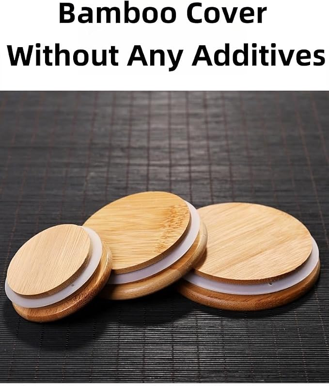 Set of 2 Glass Storage Container Airtight BPA Free Glass Food Storage Jars with Airtight Bamboo Wooden Lidsfor Flour, Sugar, Cookie, Spagetti, Nuts and CandyCereal and Kitchen Pantry Organization