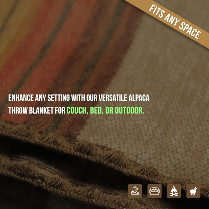ALPAKITAS Alpaca Wool Blanket - Twin Size Bed Blanket - Alpaca Throw Blanket - Best Gift & Warm Blanket, Lightweight, Couch Blanket or Camp - Outdoor Blanket - 75 x 38 Inches (Brown)