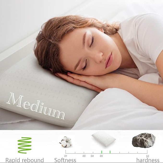 100% Talalay Latex Pillow, Luxury Queen Sleeping Bed Pillow for Side, Back, and Stomach Sleepers, Extra Soft Natural Latex Foam Pillow, Removable Breathable Cotton Cover (1, Queen (Mid Loft))