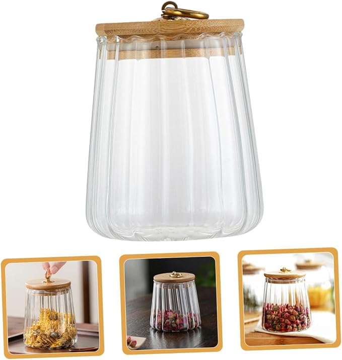 Borosilicate Glass Storage Jars Glass Jar Bamboo Lid Airtight Seal for Kitchen Food Storage