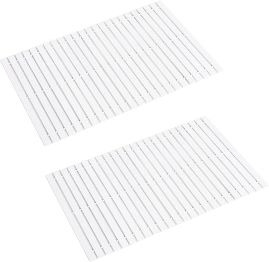 Bath Mat Bathroom Rugs Floor Wood Shower Bathtub Waterproof Non Slip Grey Accessories 16x24 Inch Easy to Clean, 4 pcs