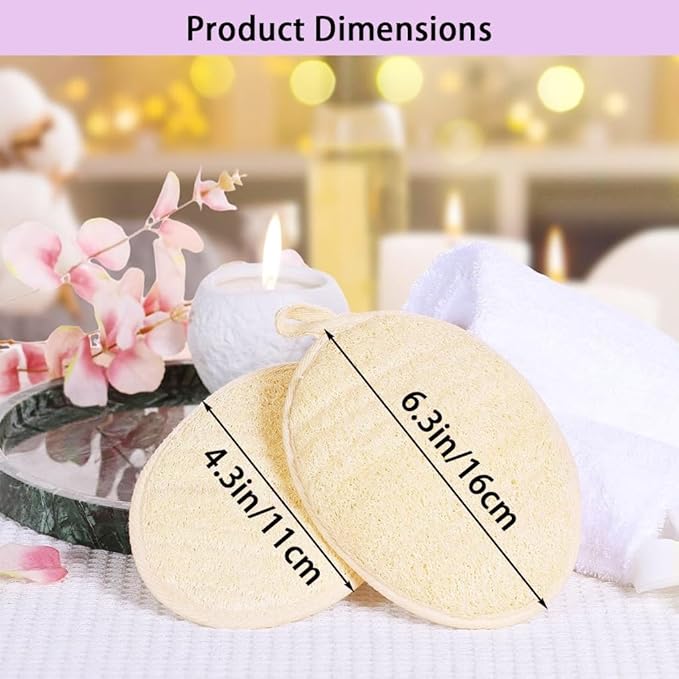 Natural Loofah Exfoliating Body Scrubber,Bath Shower Loofah Sponge for Women and Men,Made with Biodegradable Shower luffa Sponge,for Face and Body that Gets You Clean(3 PC)