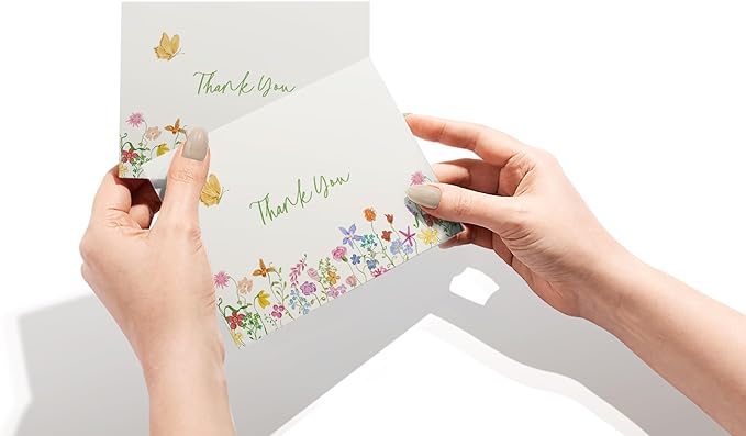 Twigs Quirky Florals Thank You Cards & Notes with Envelopes Set (12 Pack), Thank You Greeting Card, Perfect for Baby Shower, Business & Birthday, & Wedding, Holiday Thank You Cards, Appreciation Gifts