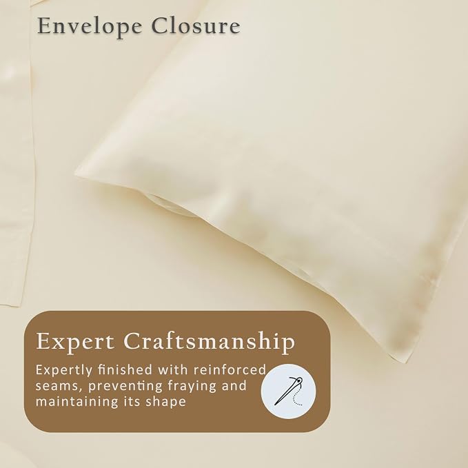 TOSMO Luxury Cooling Pillowcase Set of 2 | FSC® Certified | Viscose from Organically Grown Bamboo | Breathable Silky Soft Pillowcases with Envelope Closure [Standard, Vanilla Yellow]