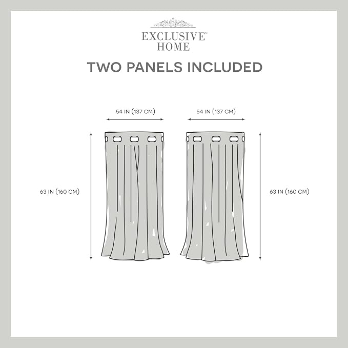 Exclusive Home Loha Linen Grommet Top Curtain Panel Pair, 54"x63", Black Pearl