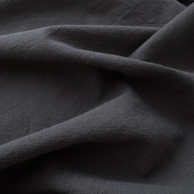 FACE TWO FACE Bedding Duvet Cover Set100% Washed Cotton Duvet Cover Linen Like Textured Breathable Durable Soft Comfy (Queen, Volcanic Black)
