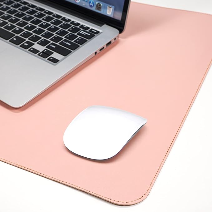 AFIING Cork Desk Mat 47" x 23.6", Dual-Sided Natural Cork & PU Leather Desk Pad, Non-Slip Waterproof Large Mouse Pad for Office, Home & Gaming (Pink)
