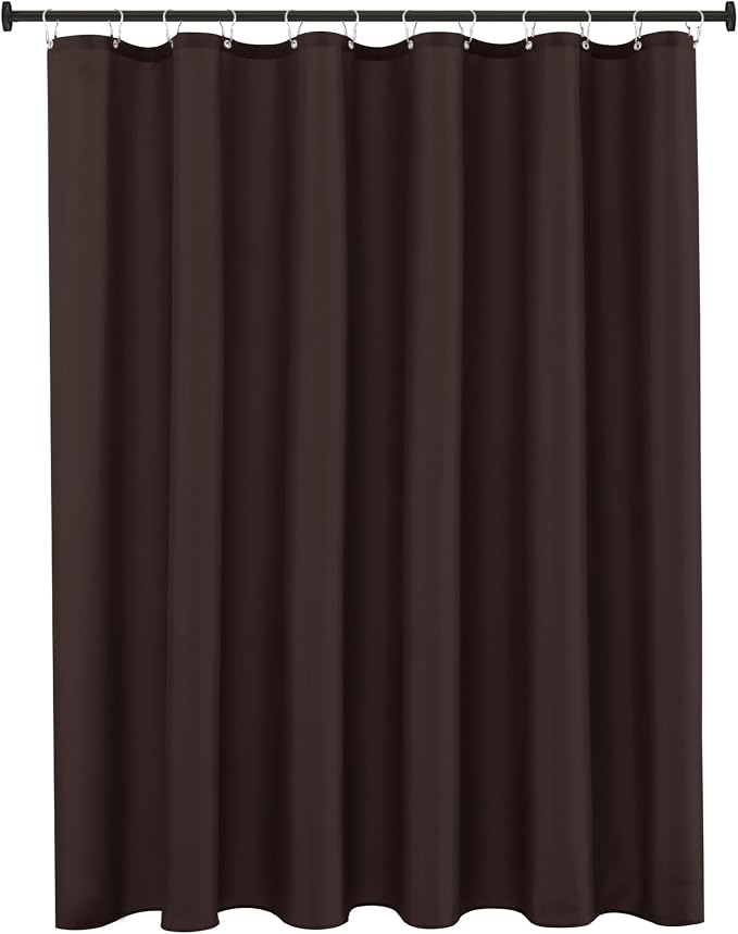 Biscaynebay Quality Fabric Shower Curtain Liner 72" by 72", Brown Water Resistant Bathroom Curtains, Rust Resistant Grommets Top Weighted Bottom Hem Machine Washable