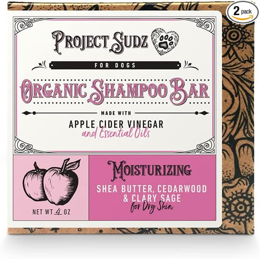 Project Sudz Moisturizing Dog Shampoo Bar – 2 Pack | Natural Solid Shampoo for Dogs | Gentle, Eco-Friendly, Plastic-Free, Made in USA