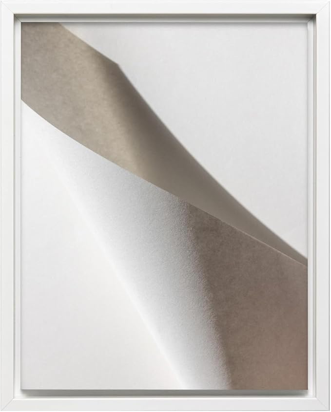 Monem Art Minimalist Folded Paper Abstract Print - Scandinavian Neutral Texture Art Poster - Wall Decor for Living Room, Bedroom or Office - 8x10 White Framed CANVAS Wall Art by Mareike Bohmer