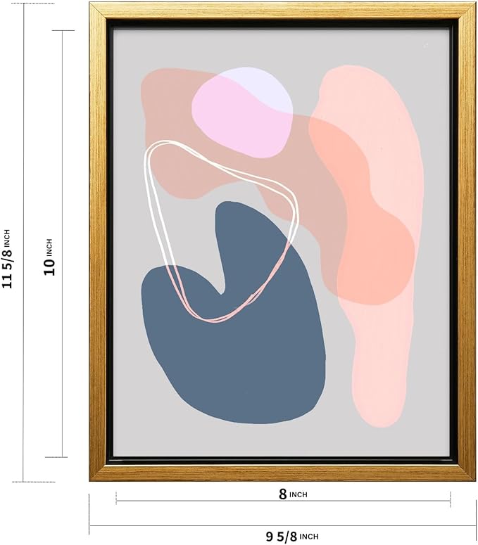 Monem Art Abstract Organic Shapes Print - Minimal Scandinavian Line Art Poster - Wall Decor for Living Room, Bedroom or Office - 8x10 Gold Framed CANVAS Wall Art by Mareike Bohmer