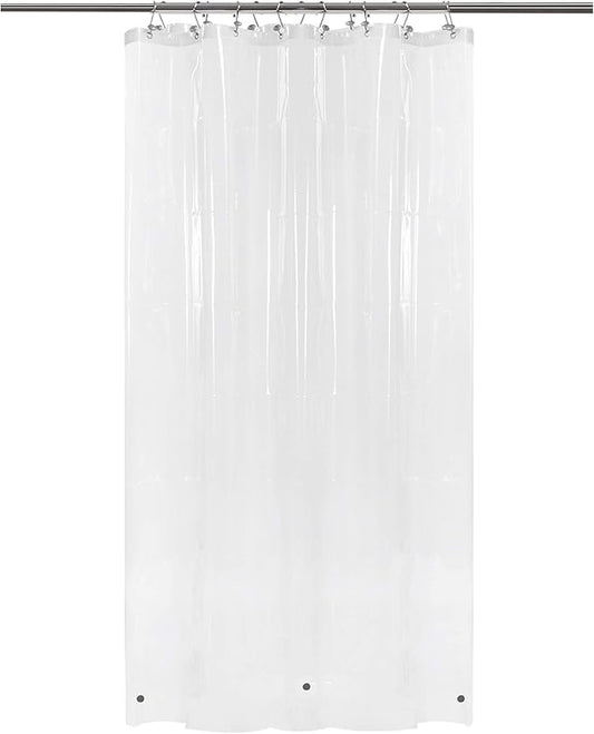 BAROSSA Design 48 inch Wide Stall Shower Curtain Liner with 3 Magnets - PEVA, Waterproof, PVC Free, Metal Grommets, Clear, 48x72