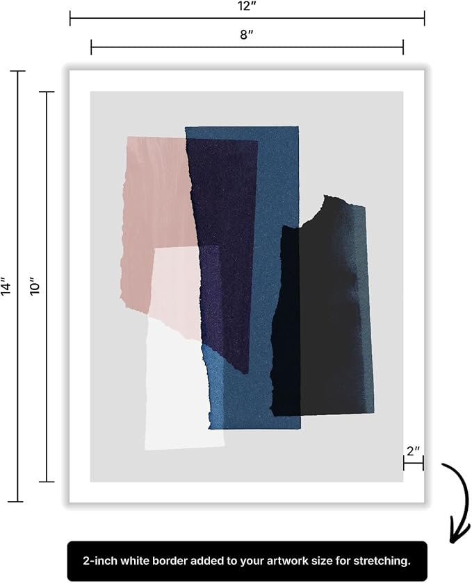Monem Art Abstract Torn Paper Collage Print - Minimalist Modern Art Poster - Wall Decor for Living Room, Bedroom or Office - 8x10 ROLLED CANVAS Wall Art by Mareike Bohmer