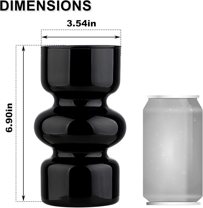 VanEnjoy Black Glass Hydroponic Vase, Colored Glass vase Flower, Three-Layer 7 inch Cylinder vase for Home Décor, Modern Glass Vase for Home, Office, Wedding