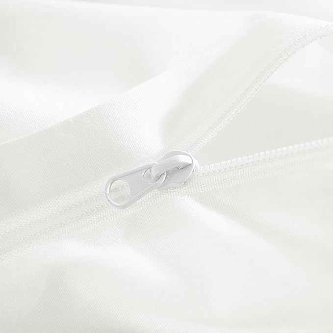 NEXHOME PRO Full Duvet Cover Set – 100% Certified Organic Cotton with Washed Feel & Linen-Like Texture, Comfortable & Breathable, Home Bedding Set Bright White (No Comforter) 8090