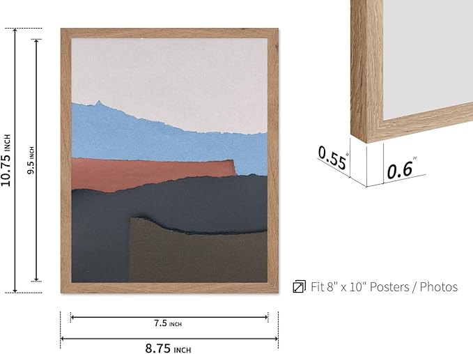 Monem Art Abstract Mountain Landscape Collage Print - Minimalist Scandinavian Art Poster - Wall Decor for Living Room, Bedroom or Office - 8x10 Beige Framed Wall Art by Mareike Bohmer