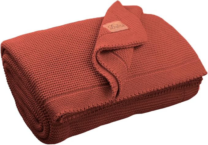 Dalisa 100% Organic Turkish Cotton Throw Blanket - GOTS Certified, Cozy - Perfect for Couch, Bed, and Home Decor - Boho Vintage Knit Alina (Amber Glow, 60x80)