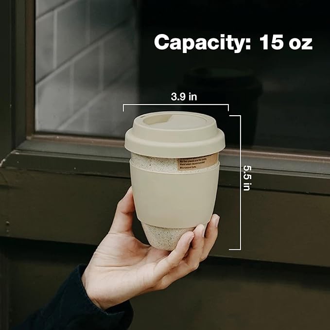 Gencywe Ceramic Travel Mugs with Silicone Lids, 15 oz Portable Coffee Mug Travel Unique To Go Mug, Reusable Coffee Cups with Non-Slip Sleeve, Cappuccino,Tea,Latte,Iced Coffee Cups, Dishwasher Safe