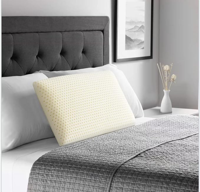 JOTOM 100% Natural Talalay Latex Sleeping Bed Pillow - Luxury Soft Queen Size Pillow for Side, Back, and Stomach Sleepers - Removable Breathable Cotton Cover (Queen Size)
