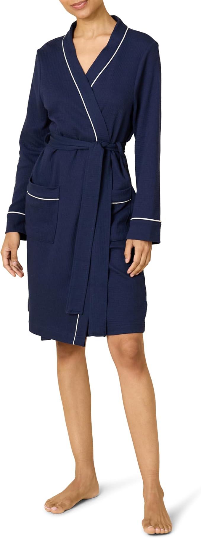 Amazon Essentials Women's Lightweight Waffle Full-Length Bath Robe with Pockets (Available in Plus Size)