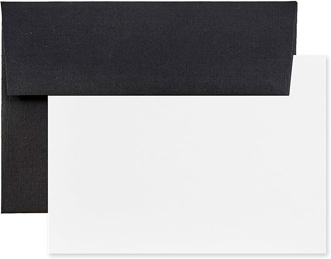 JAM PAPER Blank Greeting Cards Set with Envelopes - A6-4 3/4 x 6 1/2 - Black Linen - 25/Pack