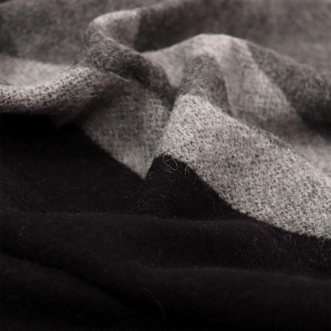 Superfine Alpaca Wool Throw Blanket - Lightweight Alpaca Merino Wool Throw Blankets | Soft Peruvian Alpaca Blanket Wool Blanket Striped Design 69" x 52" (Black/Gray)