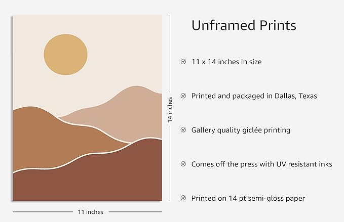 Y2K BOO Organic Abstract Shapes UNFRAMED Wall Art Minimalist Botanical Silhouette Earth Tones Terracotta Mid Century Modern 11x14 Inch Heavyweight Paper Studio Decor