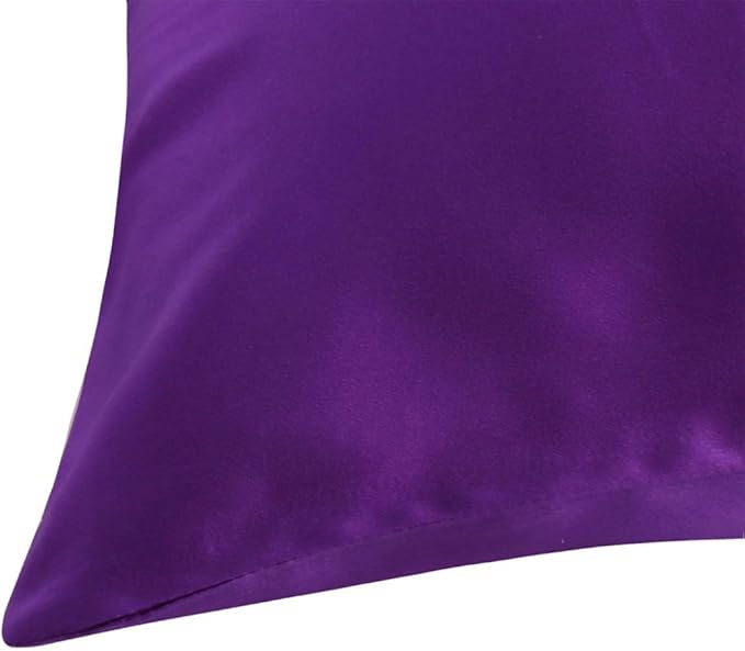 uxcell 1 Pack 100% Charmeuse Pure Silk Pillowcase for Hair and Skin, 350TC 19 Momme Soft Breathable Pillow Case with Hidden Zipper, Purple Silk Pillowcase Travel (14x20inch)